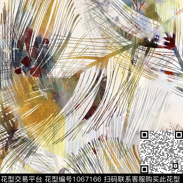 抽象年轻女性水彩花卉数码印花华亿平台下载（图片编号: 1067166） - 瓦栏（Walan）