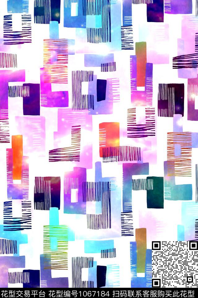 线条渐变几何数码印花华亿平台下载（图片编号: 1067184） - 瓦栏（Walan）