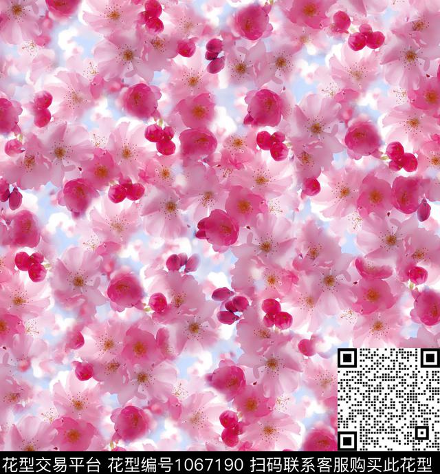 数码华亿平台植物清爽底花卉数码印花华亿平台下载（图片编号: 1067190） - 瓦栏（Walan）