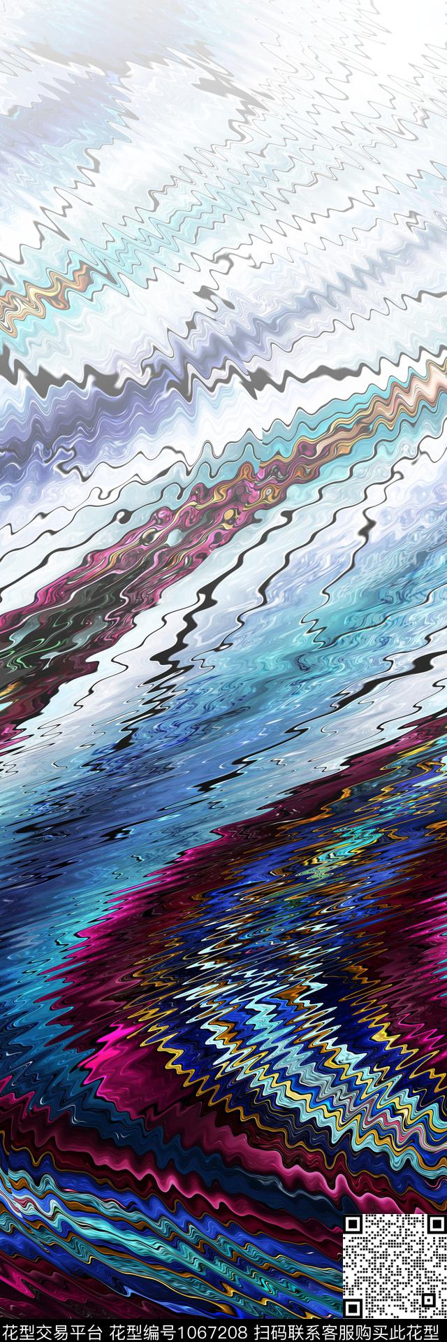 抽象定位花效果数码印花华亿平台下载（图片编号: 1067208） - 瓦栏（Walan）