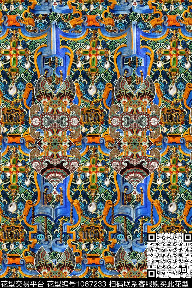 条纹休闲几何数码印花华亿平台下载（图片编号: 1067233） - 瓦栏（Walan）