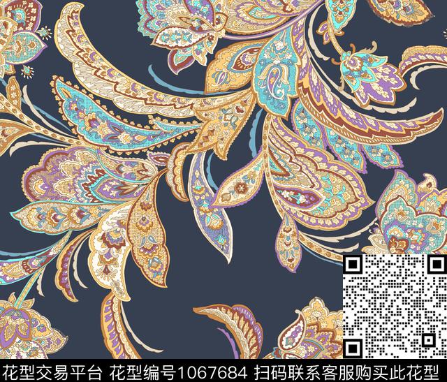 佩斯利大牌风欧洲传统印花华亿平台下载（图片编号: 1067684） - 瓦栏（Walan）