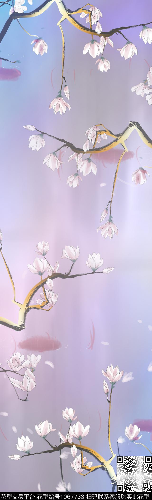 数码华亿平台玉兰花围巾数码印花华亿平台下载（图片编号: 1067733） - 瓦栏（Walan）