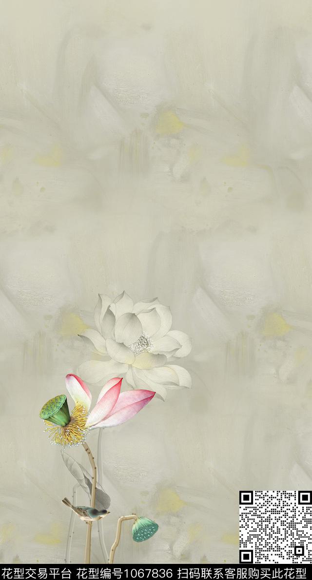 朦胧底纹上衣定位荷韵数码印花华亿平台下载（图片编号: 1067836） - 瓦栏（Walan）