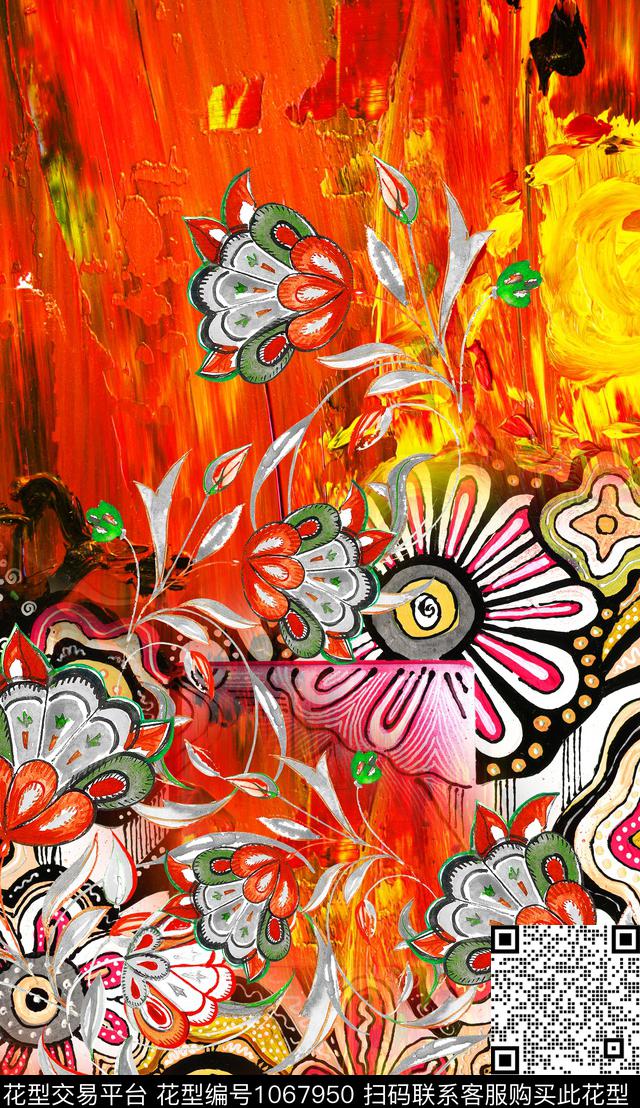 民族风定位花几何数码印花华亿平台下载（图片编号: 1067950） - 瓦栏（Walan）