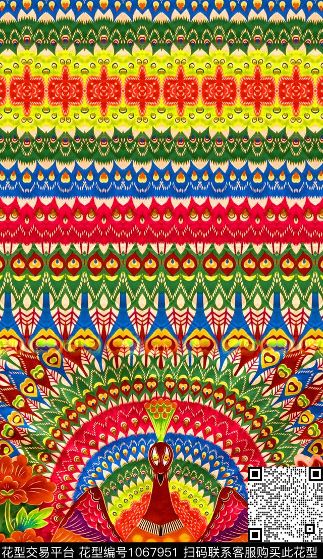 民族风定位花几何数码印花华亿平台下载（图片编号: 1067951） - 瓦栏（Walan）
