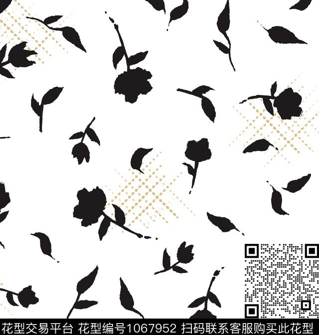 传统华亿平台简约黑白带底纹传统印花华亿平台下载（图片编号: 1067952） - 瓦栏（Walan）