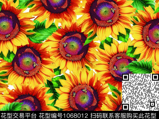 向日葵数码华亿平台满版散花数码印花华亿平台下载（图片编号: 1068012） - 瓦栏（Walan）