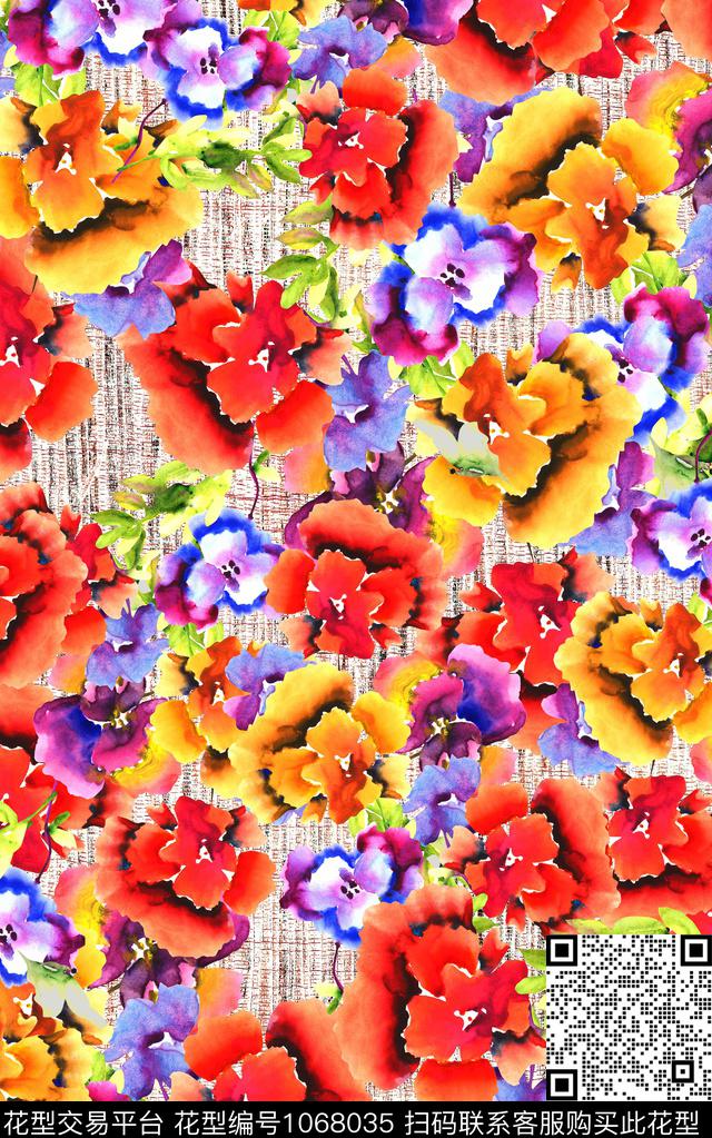 民族风小碎花花卉数码印花华亿平台下载（图片编号: 1068035） - 瓦栏（Walan）