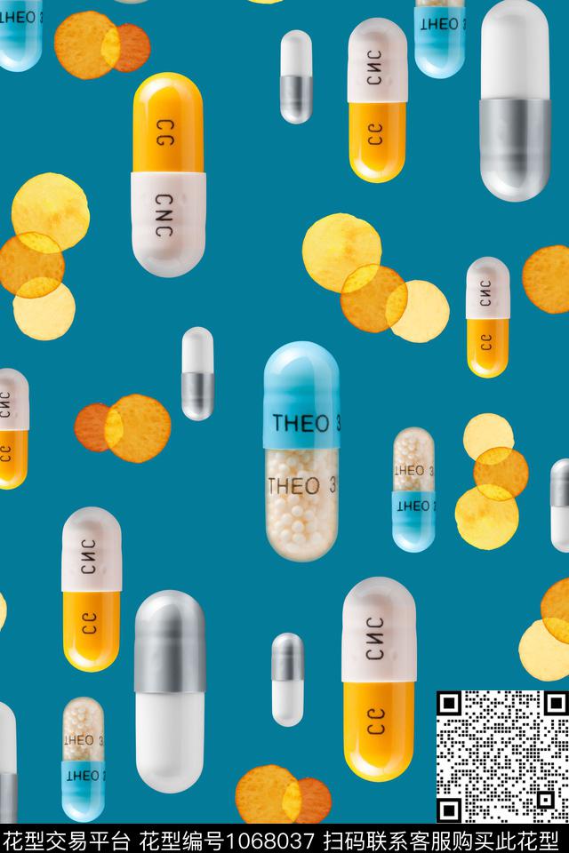 趣味肌理水彩花卉数码印花华亿平台下载（图片编号: 1068037） - 瓦栏（Walan）