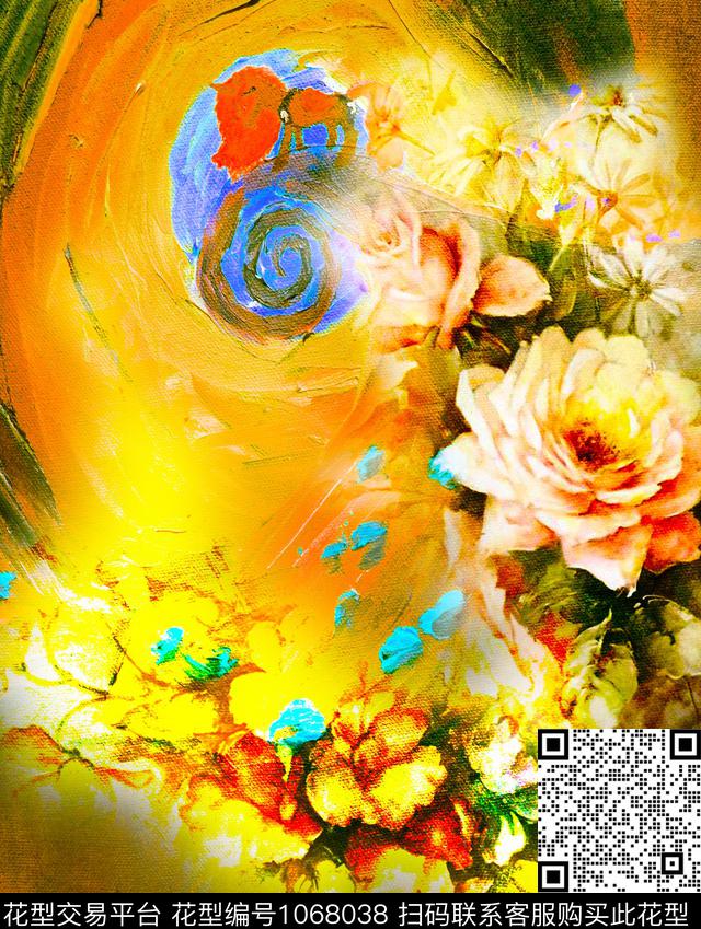 数码华亿平台花卉大牌风数码印花华亿平台下载（图片编号: 1068038） - 瓦栏（Walan）