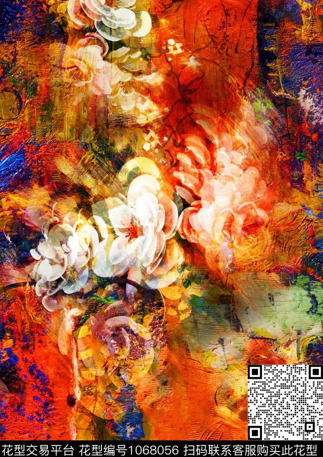 数码华亿平台花卉大牌风数码印花华亿平台下载（图片编号: 1068056） - 瓦栏（Walan）