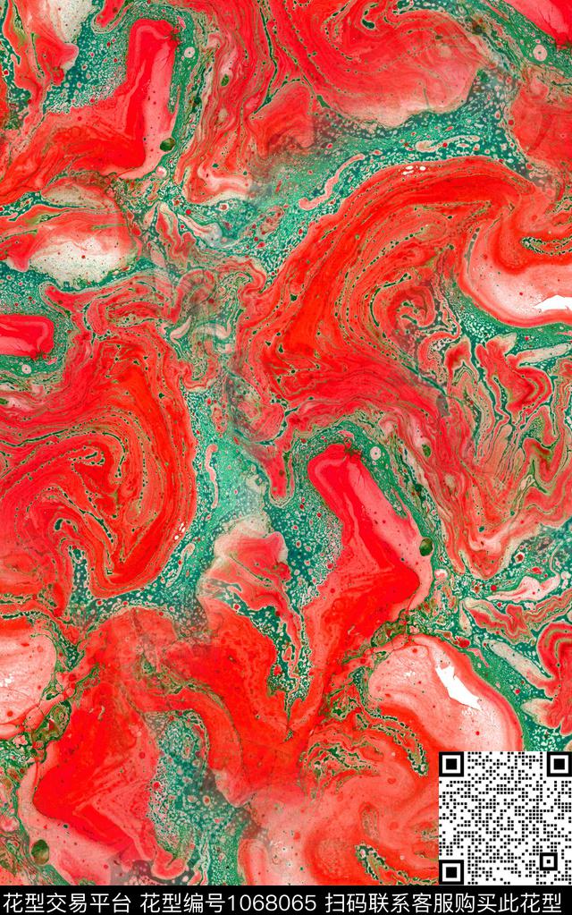 抽象花卉肌理笔触数码印花华亿平台下载（图片编号: 1068065） - 瓦栏（Walan）
