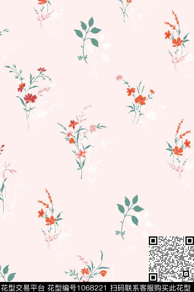 小碎花手绘花卉年轻女性传统印花华亿平台下载（图片编号: 1068221） - 瓦栏（Walan）