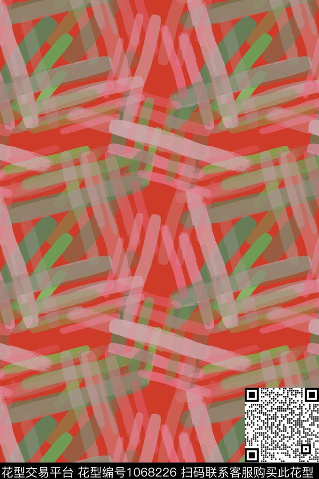格子手绘线条笔触条纹混搭数码印花华亿平台下载（图片编号: 1068226） - 瓦栏（Walan）