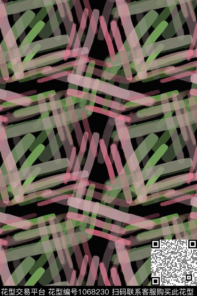 格子手绘线条笔触条纹混搭数码印花华亿平台下载（图片编号: 1068230） - 瓦栏（Walan）