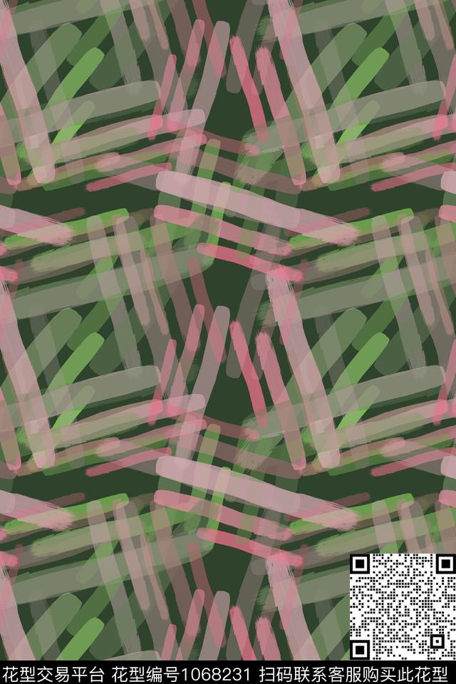 格子手绘线条笔触条纹混搭数码印花华亿平台下载（图片编号: 1068231） - 瓦栏（Walan）