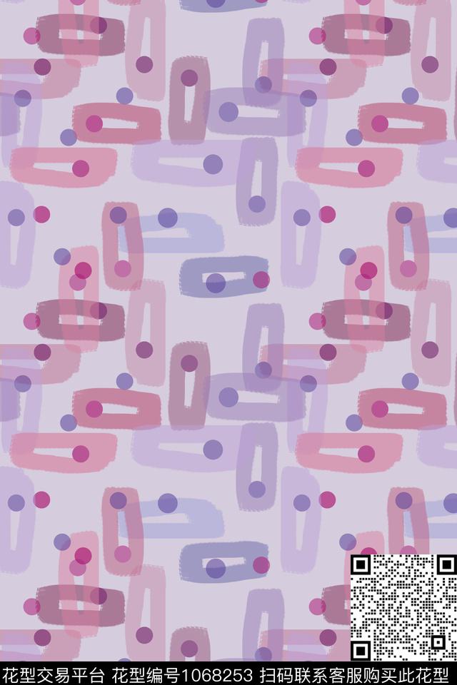 手绘线条笔触几何格子混搭数码印花华亿平台下载（图片编号: 1068253） - 瓦栏（Walan）