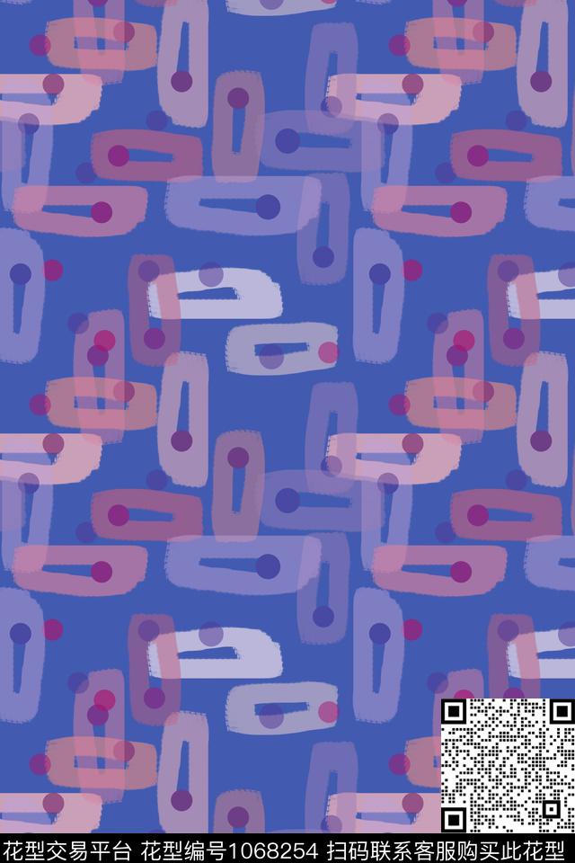 手绘线条笔触几何格子混搭数码印花华亿平台下载（图片编号: 1068254） - 瓦栏（Walan）