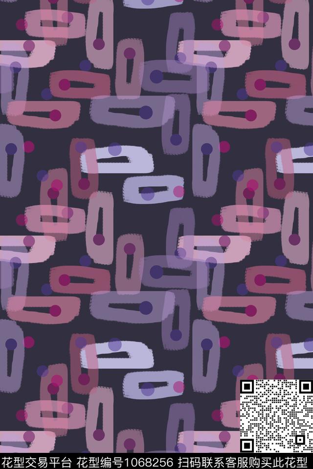 手绘线条笔触几何格子混搭数码印花华亿平台下载（图片编号: 1068256） - 瓦栏（Walan）