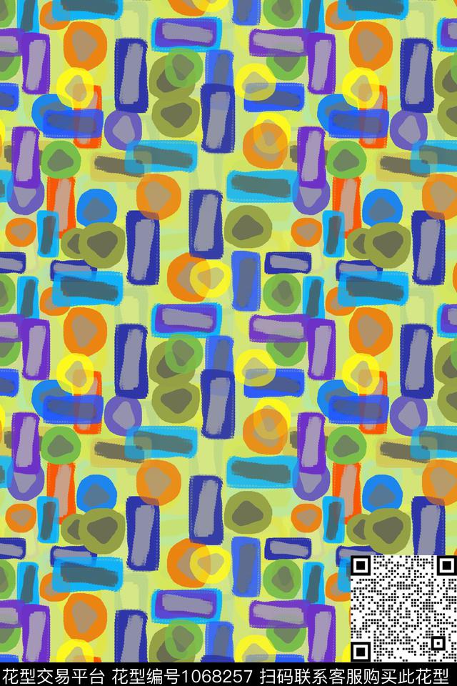 手绘线条笔触几何异样几何数码印花华亿平台下载（图片编号: 1068257） - 瓦栏（Walan）