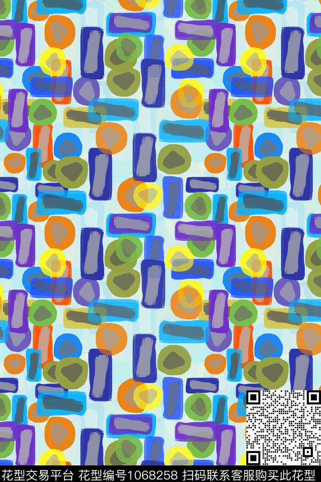 手绘线条笔触几何异样几何数码印花华亿平台下载（图片编号: 1068258） - 瓦栏（Walan）