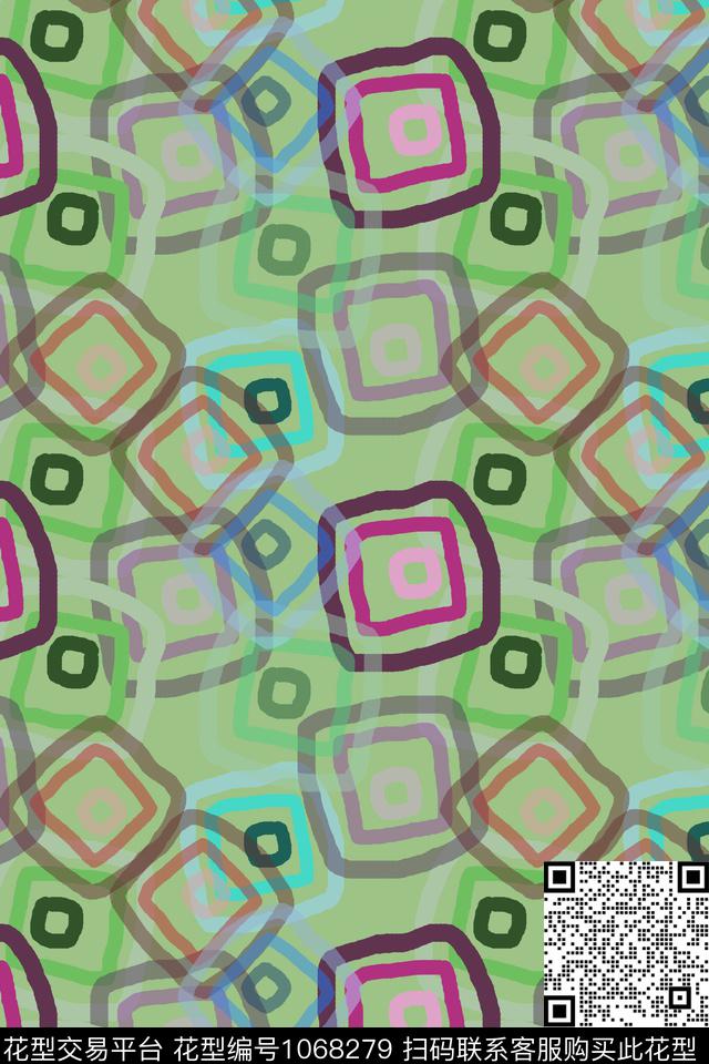 手绘线条笔触几何格子图案数码印花华亿平台下载（图片编号: 1068279） - 瓦栏（Walan）