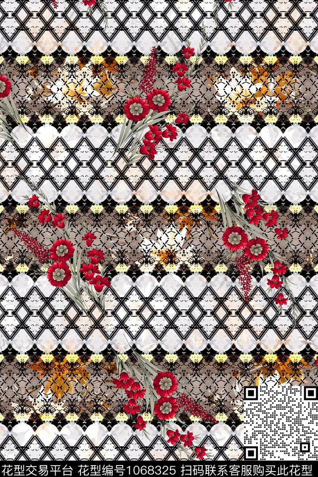 数码华亿平台民族风花卉数码印花华亿平台下载（图片编号: 1068325） - 瓦栏（Walan）