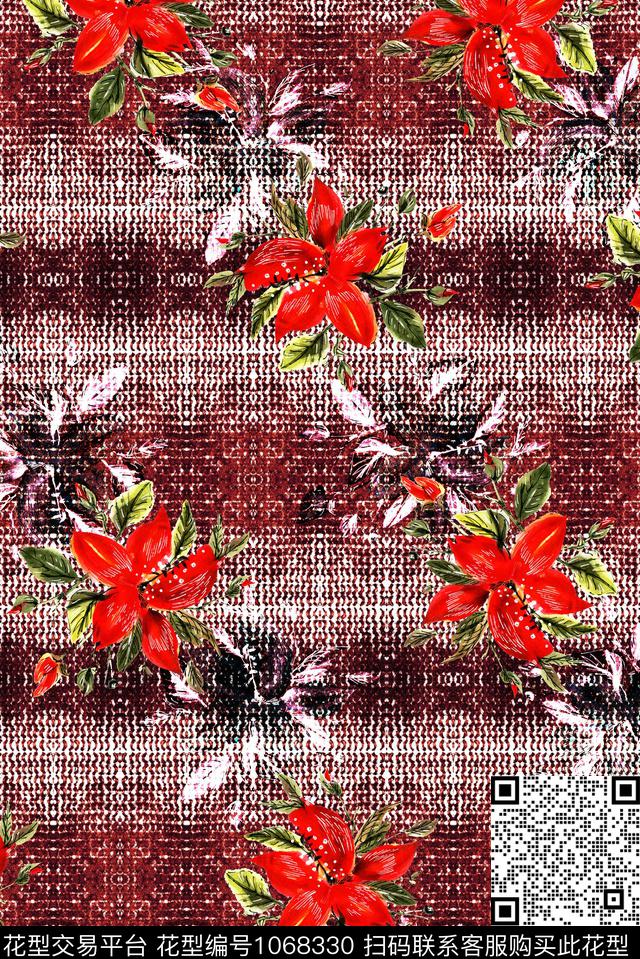 数码华亿平台民族风花卉数码印花华亿平台下载（图片编号: 1068330） - 瓦栏（Walan）