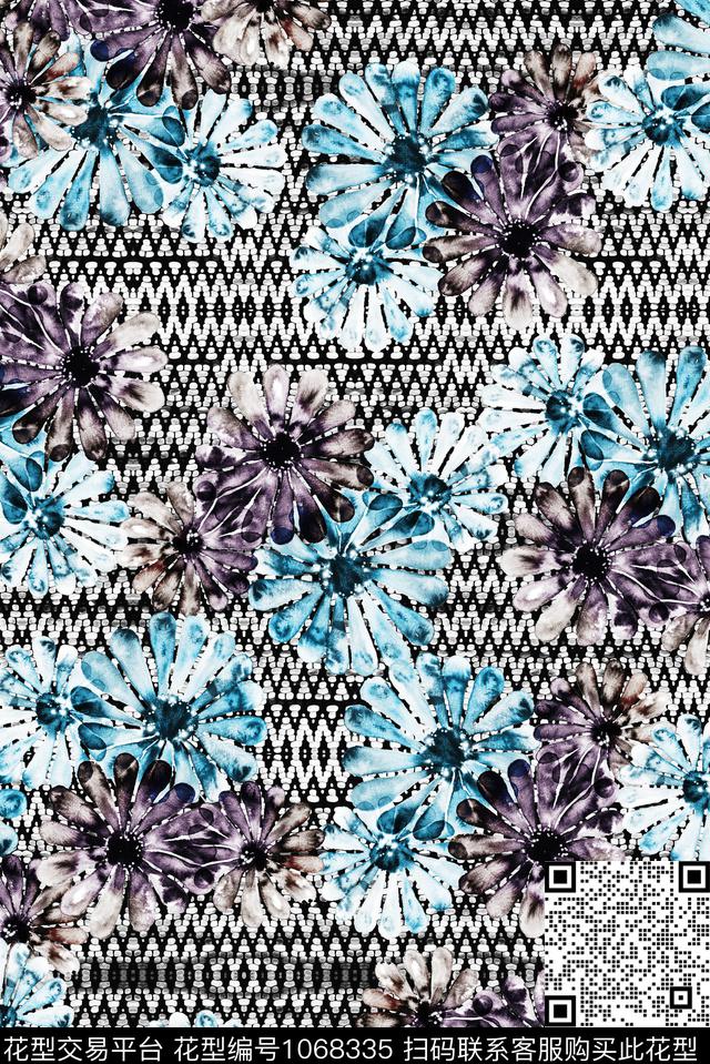 数码华亿平台民族风花卉数码印花华亿平台下载（图片编号: 1068335） - 瓦栏（Walan）