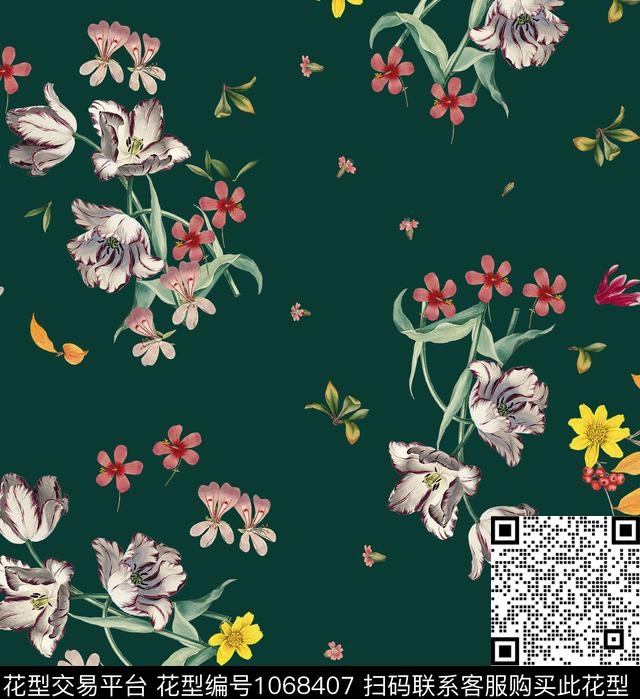 花卉大牌风小碎花数码印花华亿平台下载（图片编号: 1068407） - 瓦栏（Walan）