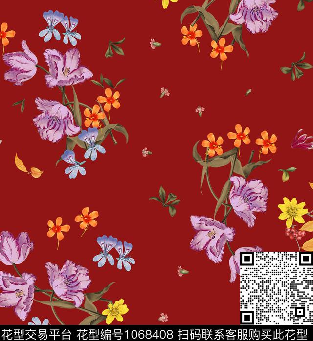 花卉大牌风小碎花数码印花华亿平台下载（图片编号: 1068408） - 瓦栏（Walan）