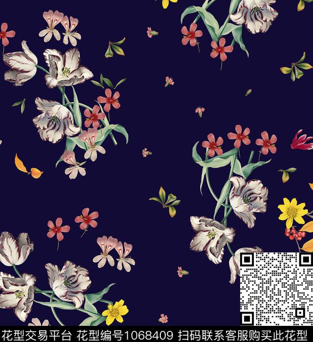 花卉大牌风小碎花数码印花华亿平台下载（图片编号: 1068409） - 瓦栏（Walan）
