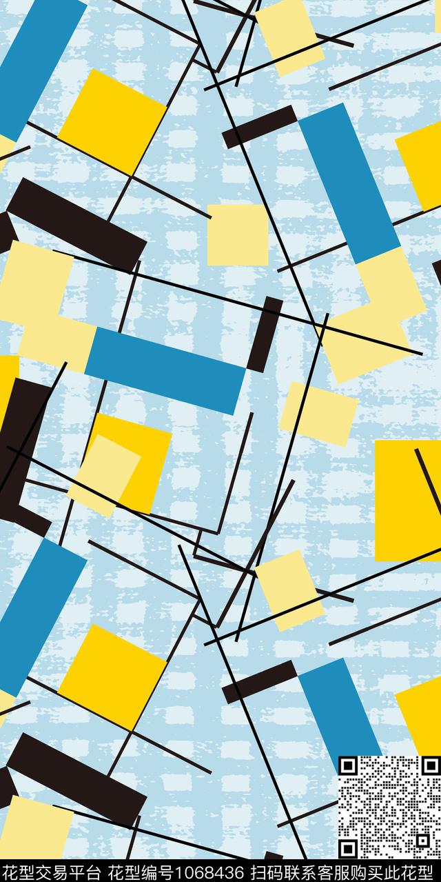 线条几何图案数码印花华亿平台下载（图片编号: 1068436） - 瓦栏（Walan）