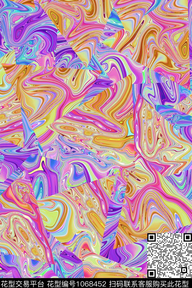 抽象女装复古数码印花华亿平台下载（图片编号: 1068452） - 瓦栏（Walan）