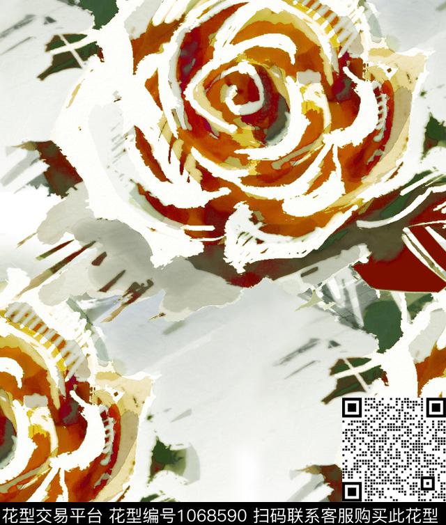 数码华亿平台花卉大牌风数码印花华亿平台下载（图片编号: 1068590） - 瓦栏（Walan）