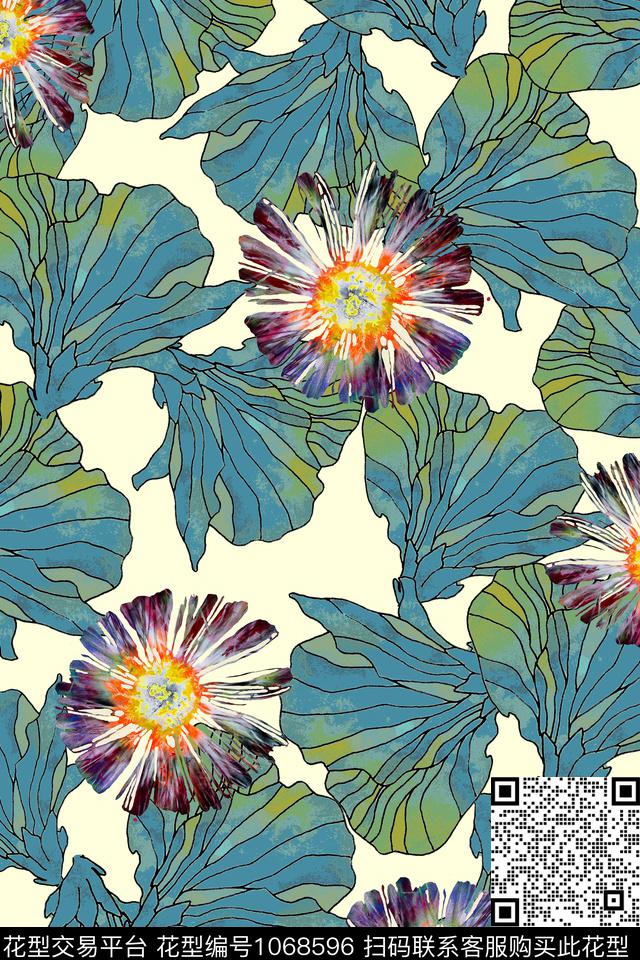 休闲纹理花卉数码印花华亿平台下载（图片编号: 1068596） - 瓦栏（Walan）