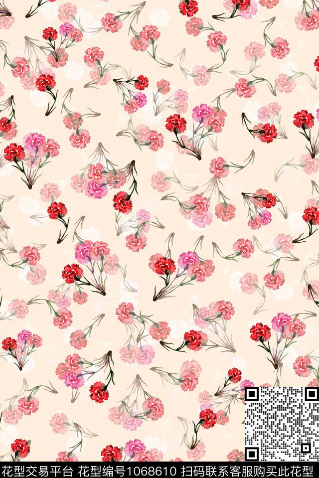 小碎花水彩花卉清爽底花卉数码印花华亿平台下载（图片编号: 1068610） - 瓦栏（Walan）