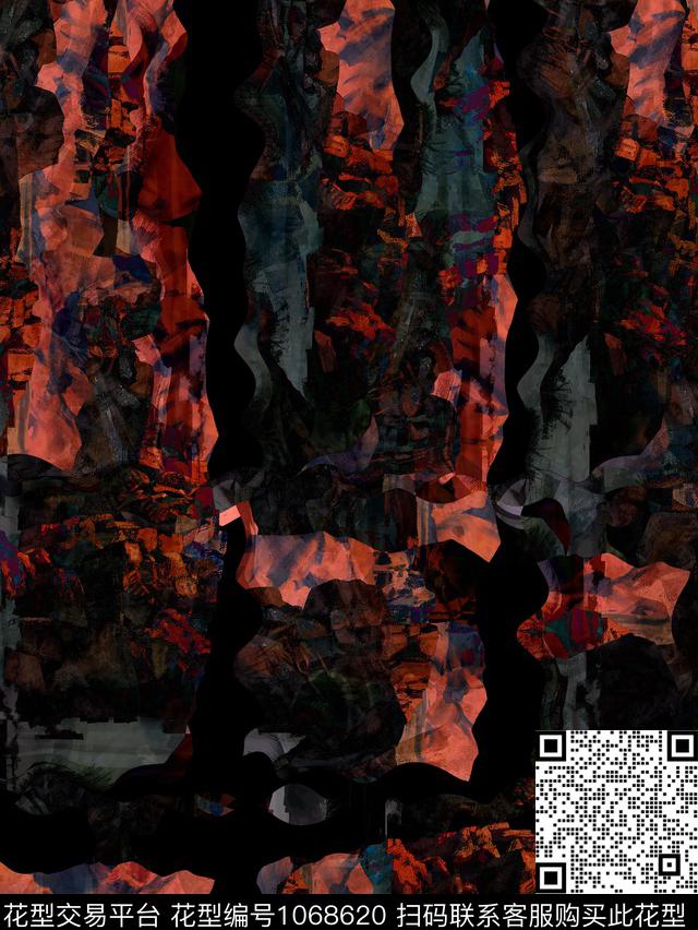 抽象男装复古数码印花华亿平台下载（图片编号: 1068620） - 瓦栏（Walan）