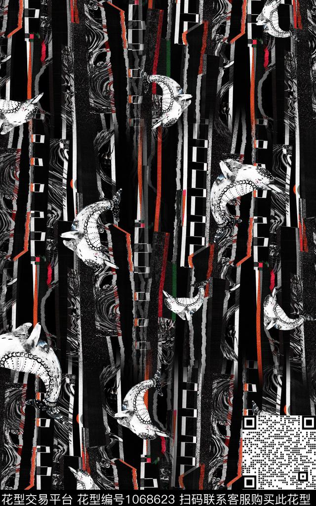 条纹笔触几何数码印花华亿平台下载（图片编号: 1068623） - 瓦栏（Walan）