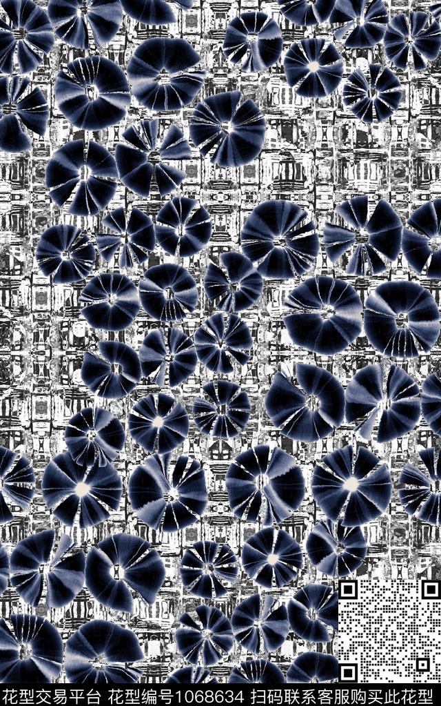 条纹小碎花线条数码印花华亿平台下载（图片编号: 1068634） - 瓦栏（Walan）