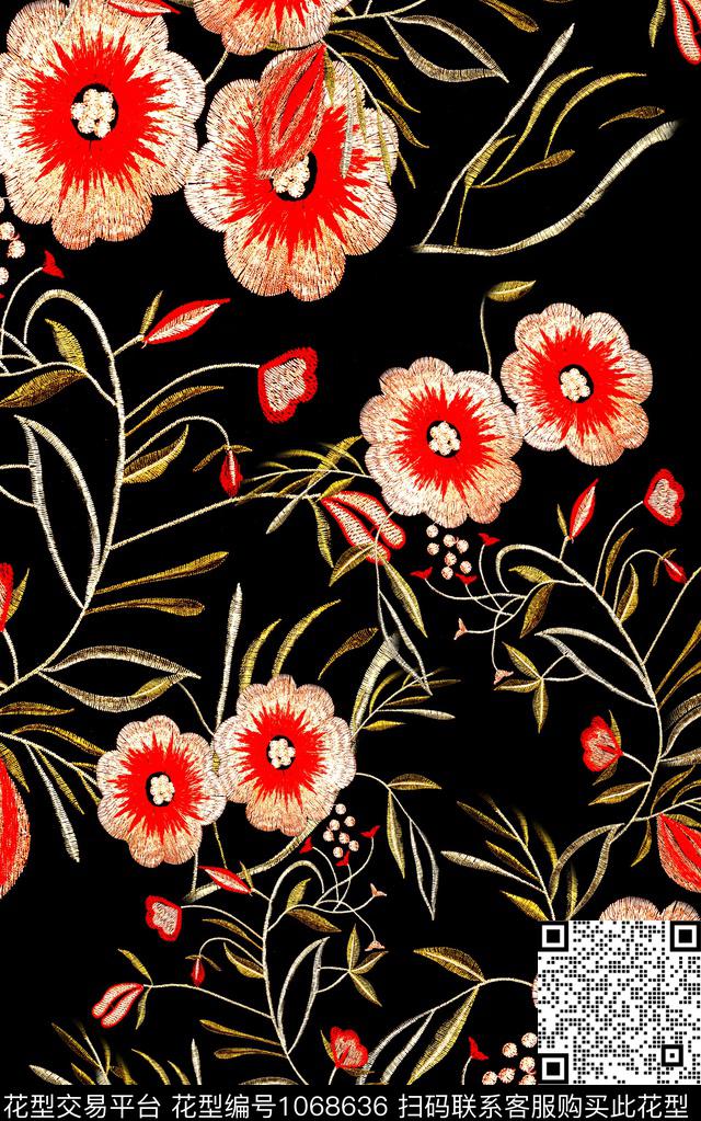 花卉绣花华亿平台秋冬华亿平台数码印花华亿平台下载（图片编号: 1068636） - 瓦栏（Walan）