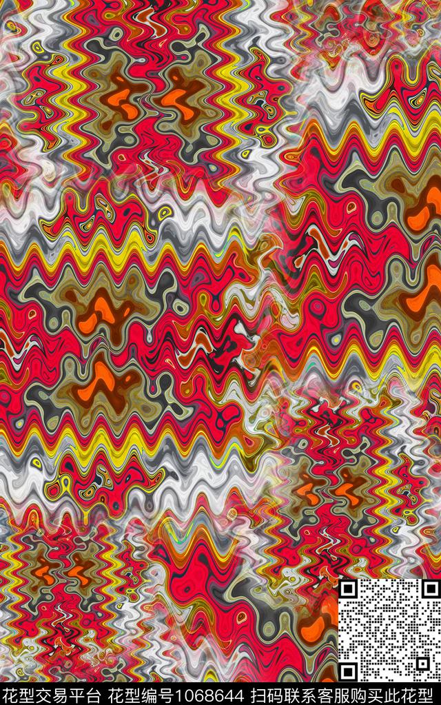 条纹笔触几何数码印花华亿平台下载（图片编号: 1068644） - 瓦栏（Walan）