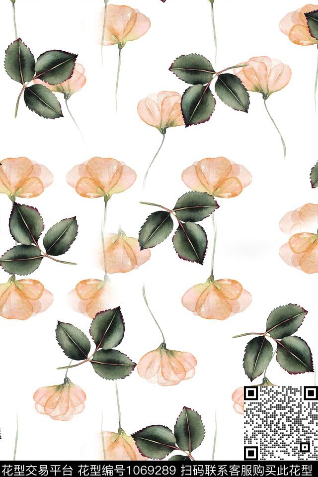 小碎花花卉清爽底花卉数码印花华亿平台下载（图片编号: 1069289） - 瓦栏（Walan）