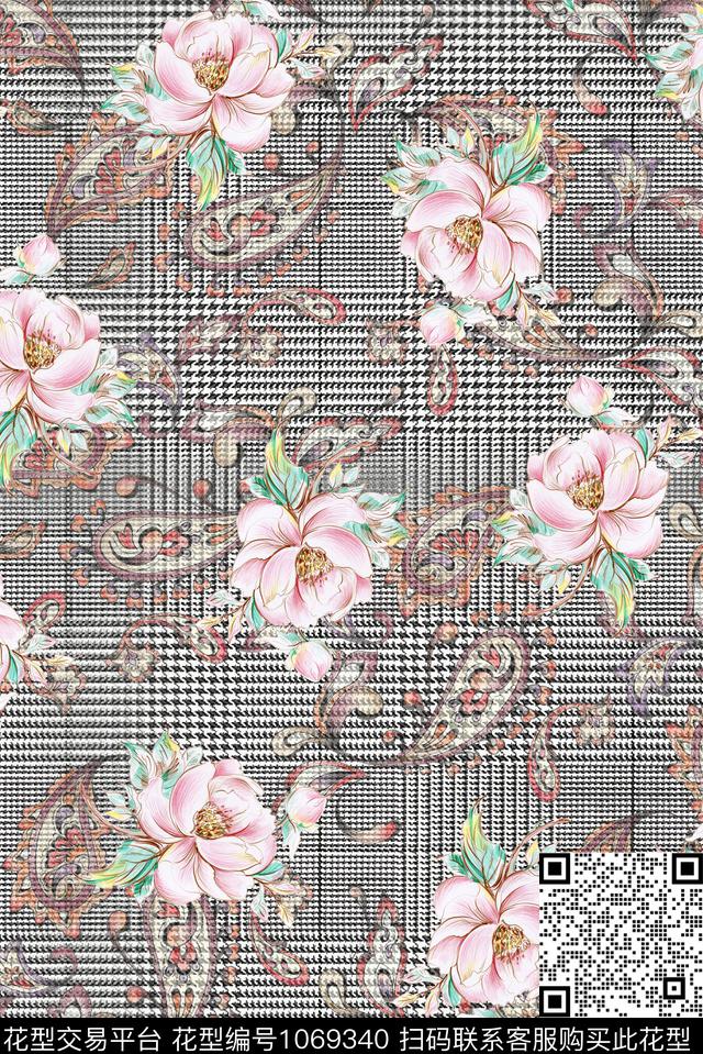 花卉复古大牌风数码印花华亿平台下载（图片编号: 1069340） - 瓦栏（Walan）