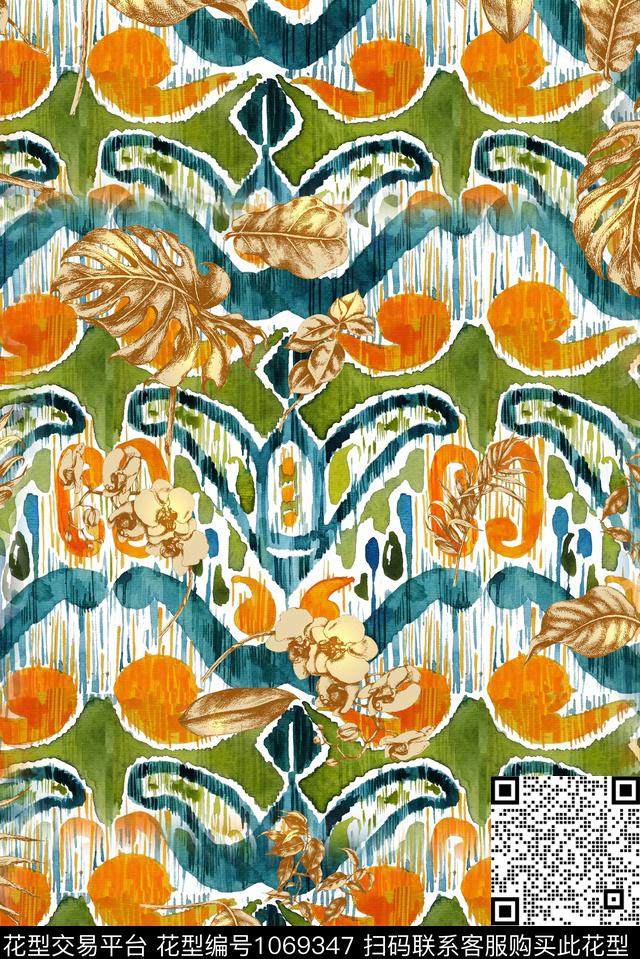 秋冬华亿平台民族风抽象数码印花华亿平台下载（图片编号: 1069347） - 瓦栏（Walan）