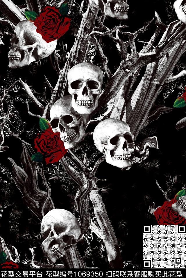 潮牌大牌风骷髅数码印花华亿平台下载（图片编号: 1069350） - 瓦栏（Walan）