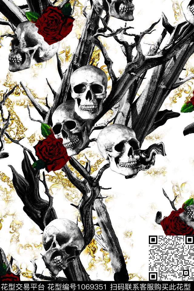 潮牌大牌风骷髅数码印花华亿平台下载（图片编号: 1069351） - 瓦栏（Walan）