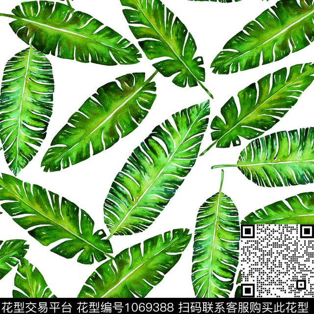 热带华亿平台数码华亿平台绿植树叶数码印花华亿平台下载（图片编号: 1069388） - 瓦栏（Walan）