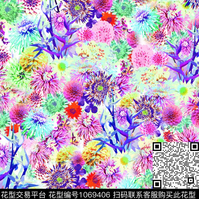 数码华亿平台抽象花卉花瓣数码印花华亿平台下载（图片编号: 1069406） - 瓦栏（Walan）